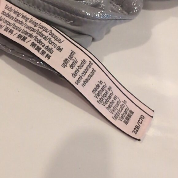 Victorias Secret Uplift Semi Demi Bra Push Up Underwire Glitter Convertible 32B - Picture 13 of 13
